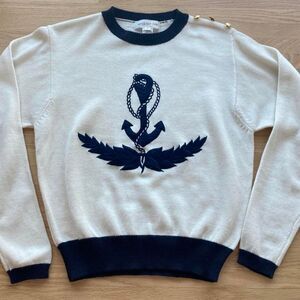 Vintage Nautical Jones New York Lambswool blend Sailor gold button sweater small